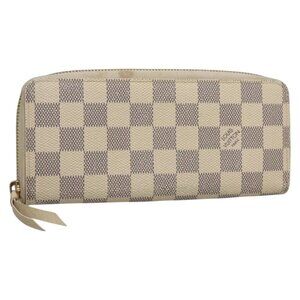 LOUIS VUITTON Damier Azur Portefeuille Clemence Long Wallet N61264 Auth BA4842